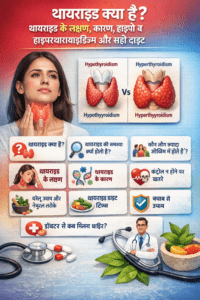 थायराइड क्या है – गर्दन में स्थित थायराइड ग्रंथि और हार्मोनल असंतुलन का चित्र